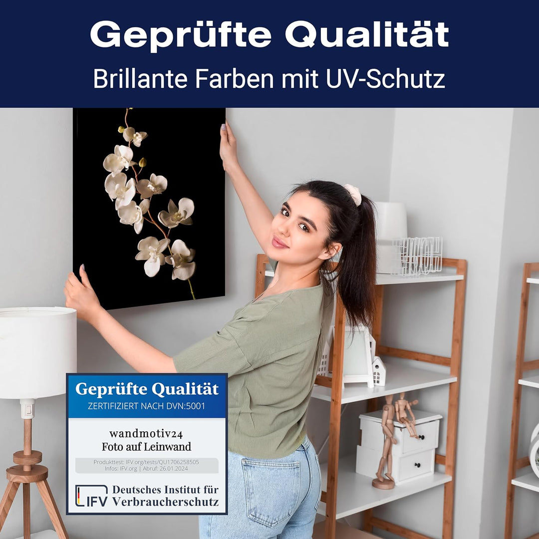 wandmotiv24 Leinwandbild Natur 60x45cm, Hochformat, Blumen, Orchidee, Deko, Bilder auf Leinwand, Wan