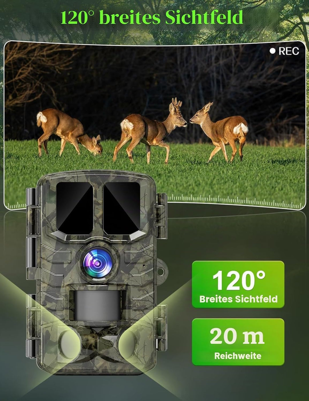 Coolifepro Wildkamera 60MP 4K HD, Wildtierkamera mit Bewegungsmelder Nachtsicht, 850nm IR LED Nachtk