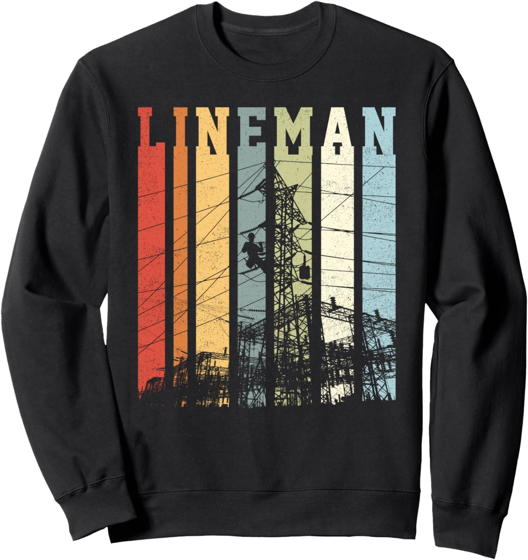 Text Streifen Vintage Retro Stil Design Lineman Sweatshirt