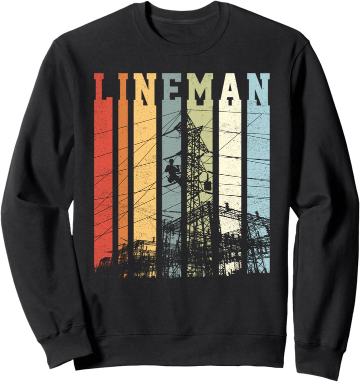 Text Streifen Vintage Retro Stil Design Lineman Sweatshirt