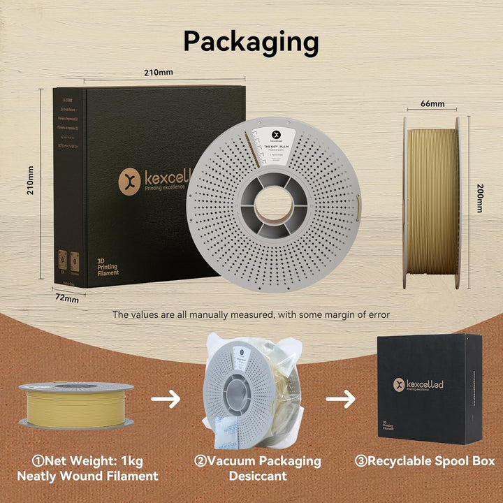 kexcelled Matte PLA Filament 1,75 mm +/- 0,03 mm, Glanzfreie Farbe, Matt Textur, 3D Drucker Filament