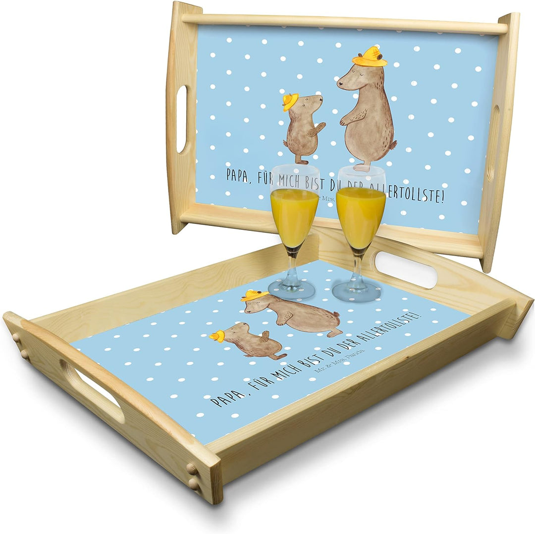 Mr. &amp; Mrs. Panda Serviertablett Bären mit Hut - Geschenk, Küchentablett, Vatertag, Bruder, Dad, Fami