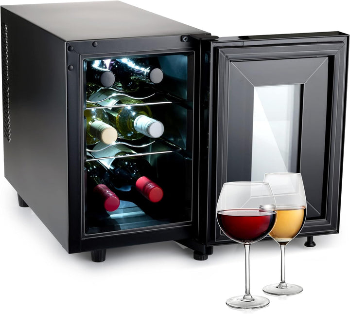 alpina Weinkühlschrank 18L - Weinkühler für 6 Flaschen - Flaschenkühler 230V - Temperatur Regelbar v