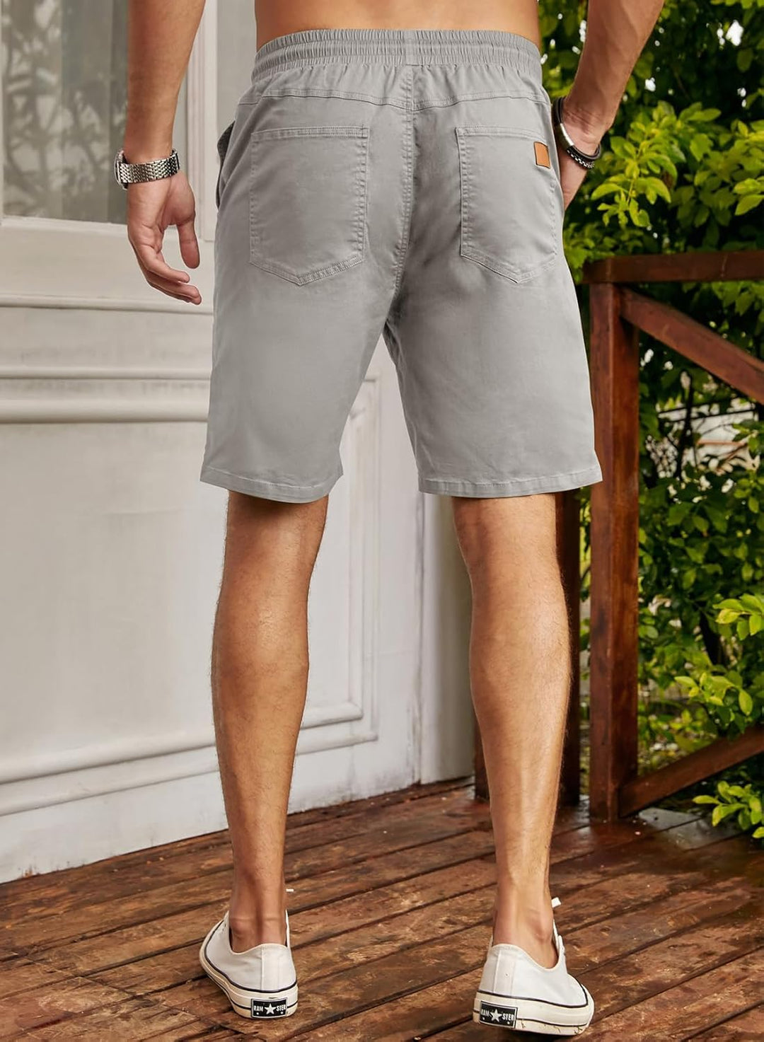 JMIERR Kurze Hosen Herren Shorts Herren Sommer Chino Baumwolle Elastische Taille mit Taschen S D Gra