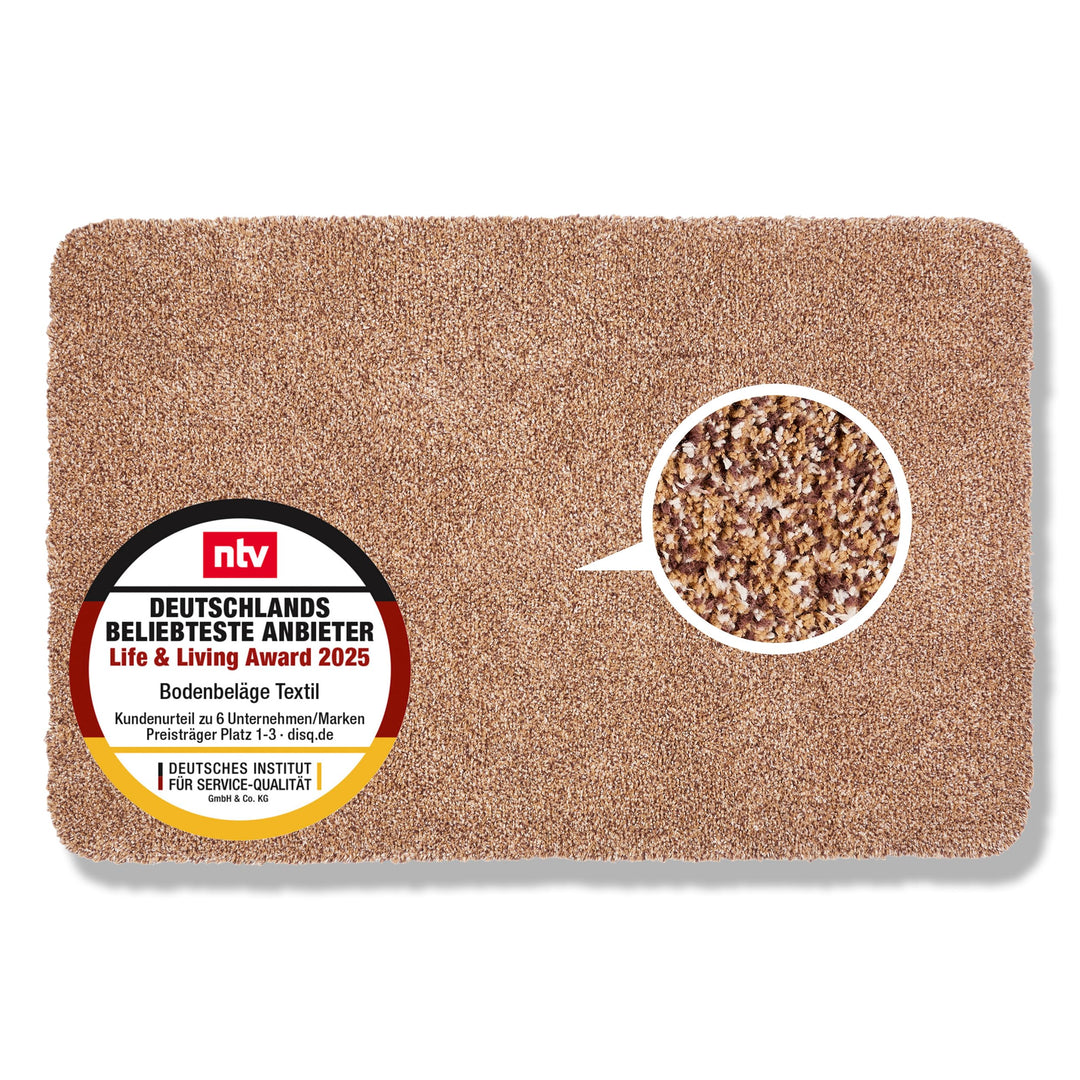 Astra Schmutzfangmatte innen waschbar 80x120 cm – Sauberlaufmatte beige 100% Baumwolle Türmatte - En