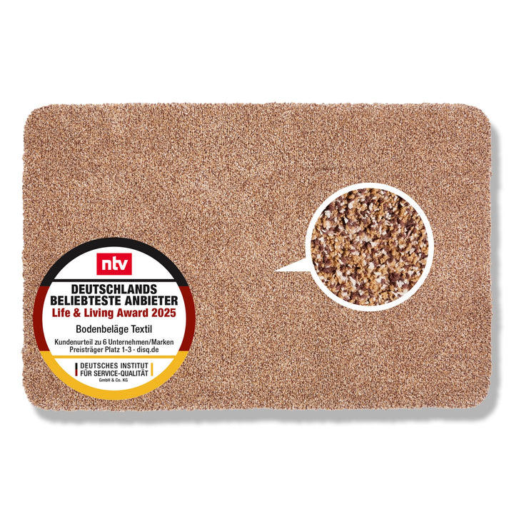 Astra Schmutzfangmatte innen waschbar 80x120 cm – Sauberlaufmatte beige 100% Baumwolle Türmatte - En