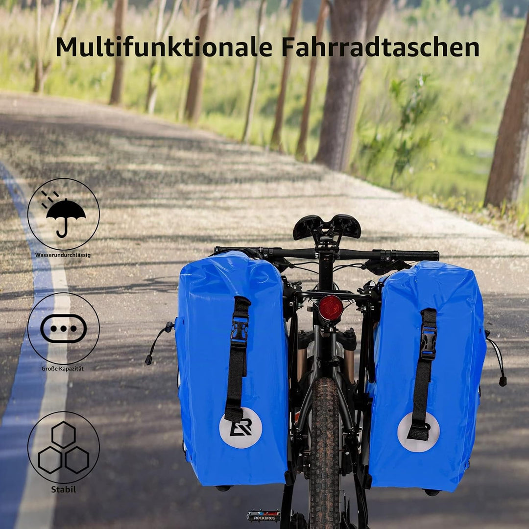 ROCKBROS Gepäckträgertasche Fahrradtasche für Gepäckträger 25L-32L 100% Wasserdicht Hinterradtaschen