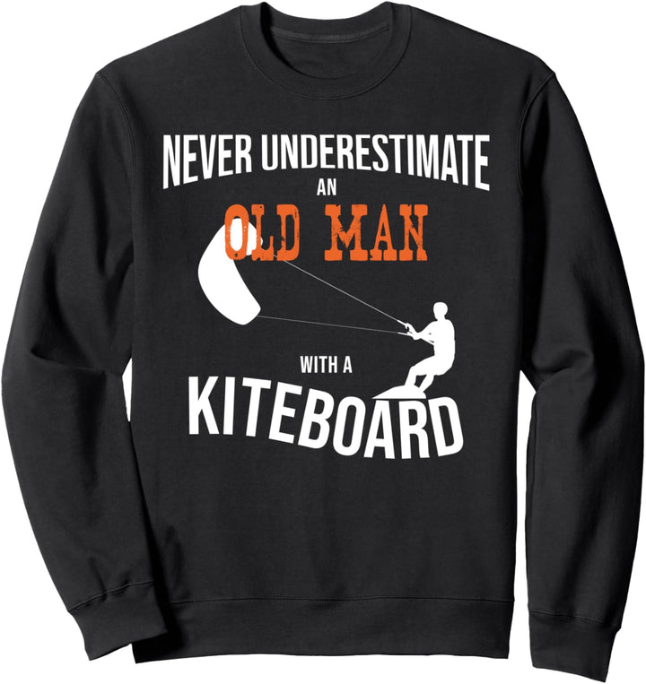 Alter Mann mit Kiteboard - Kitesurfen Sweatshirt