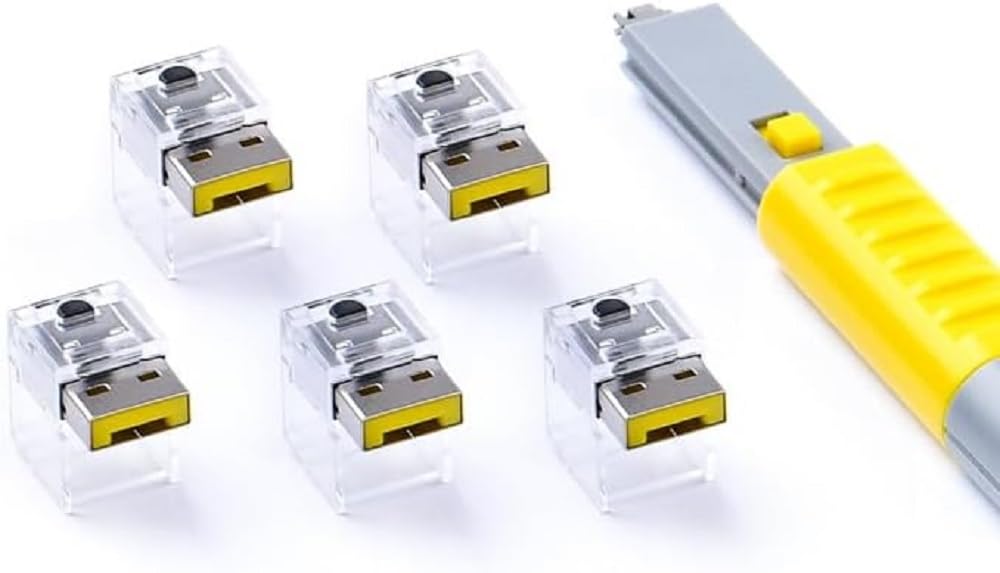 SmartKeeper ESSENTIAL / 5 x LAN Cable Locks mit 1 x Lock Key Basic/Gelb, Gelb