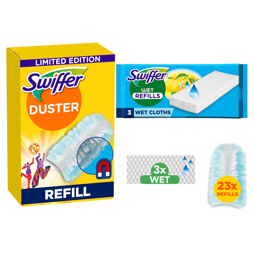 Swiffer Staubmagnet Nachfüllpackung, 23 Tücher Und 3 Feuchte Bodentücher, Fängt Und Schliesst 3-mal