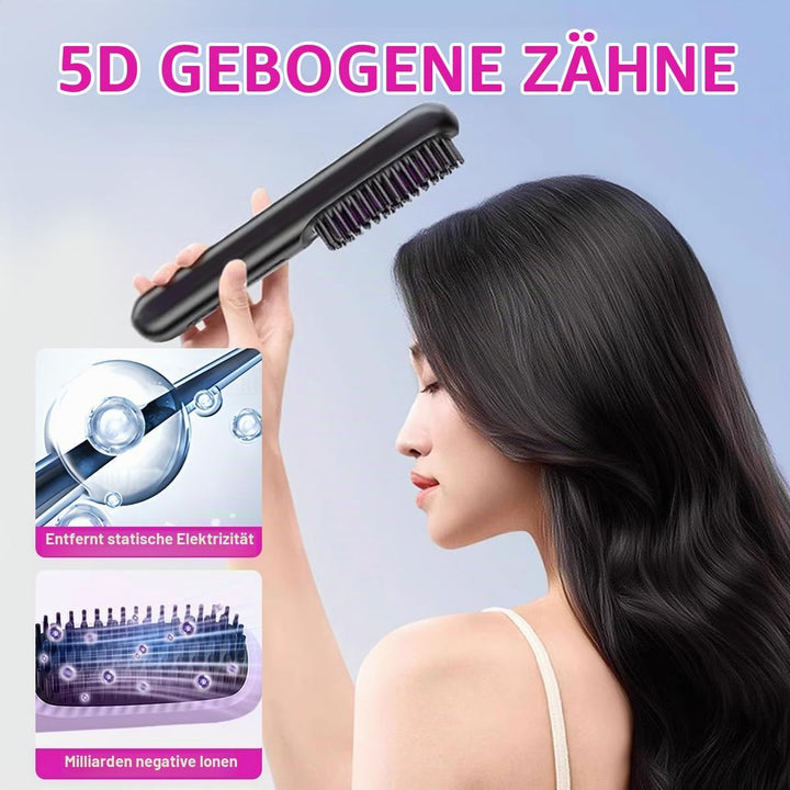 Kabellose Haarglätter Bürste, Tragbare Glättbürste Kabellos mit 3 Temperaturstufen, Haarglätter Bürs
