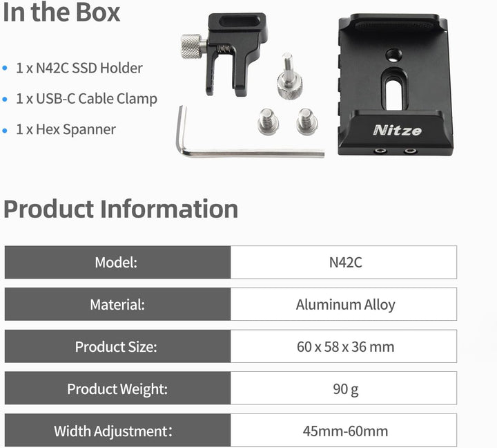 Nitze Universal SSD-Halter für Samsung T5 / T7 / T7 Shield / T9 SSD und SanDisk SSD, T5/T7 SSD-Halte