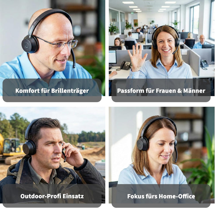 GEQUDIO GB-2 Headset mit Mikrofon Bluetooth | Kopfhörer Kabellos | Passives Noise Cancelling | 2 Ger