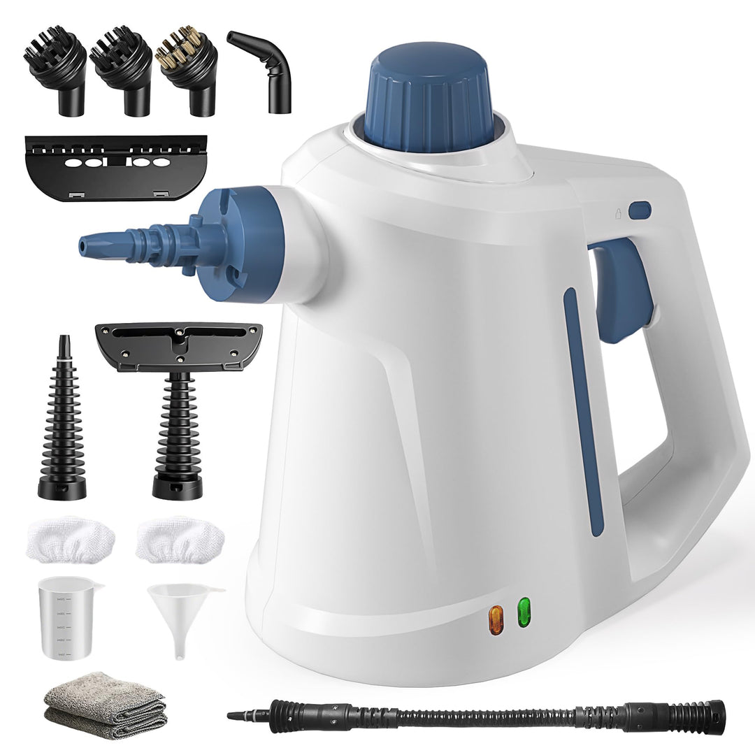 Dampfreiniger 1200W Handdampfreiniger, 350 ml Wassertank, 3 Bar, mit 14 Zubehörteilen für Küche, Bad