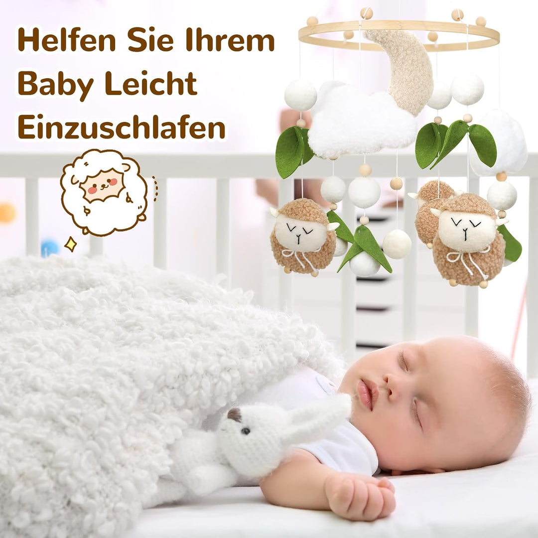 Baby Mobile Baby Windspiele, Babybett Mobile mit Drei Schaf, Mobile Wickeltisch Hängende Bettglocke,