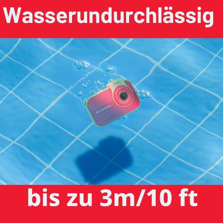 AgfaPhoto Realikids Cam Waterproof 2 – Kinderkamera, wasserdicht, 12 MP, HD-Video, Selfiemodus, Filt