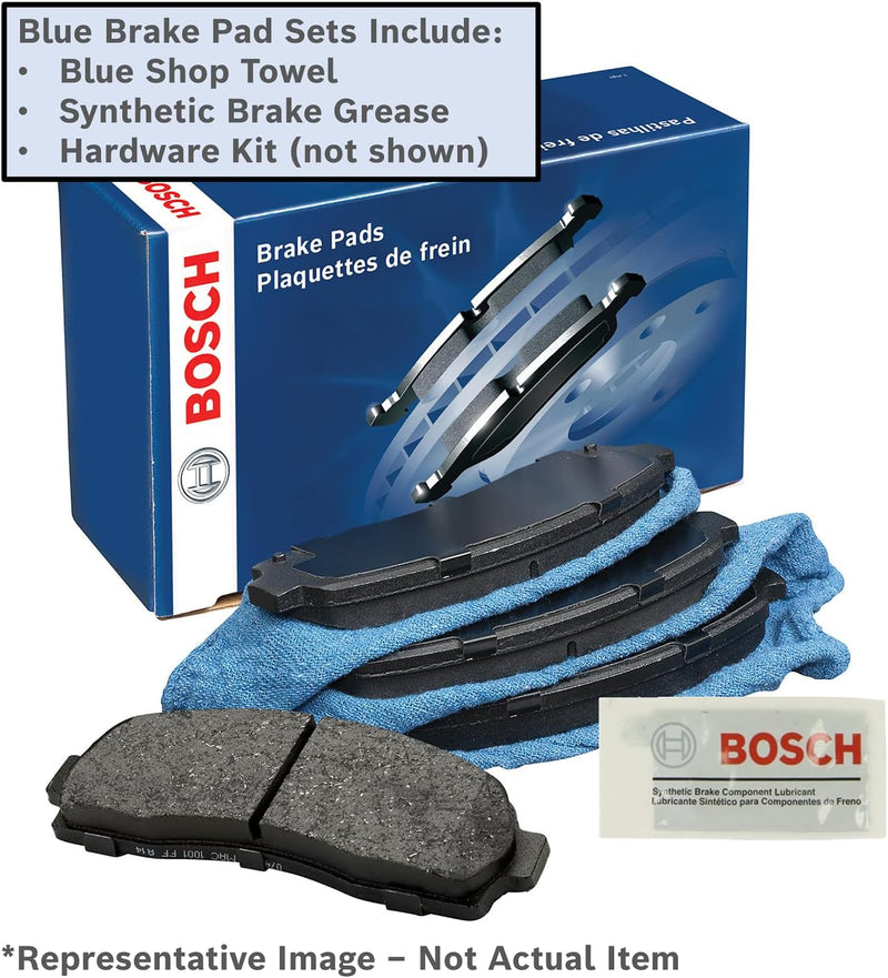 BOSCH BE841H Blaues halbmetallisches Scheibenbremsbelag-Set mit Hardware – kompatibel mit Select Chr