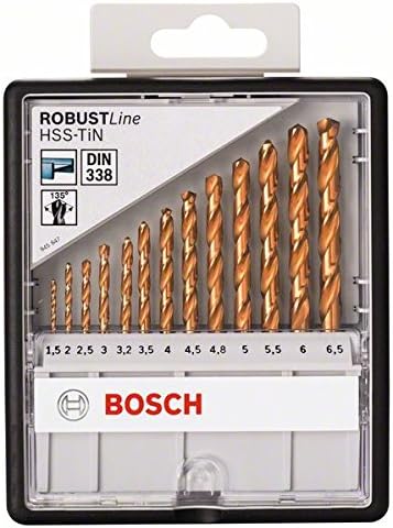 Bosch Professional 13tlg. Metallbohrer-Set HSS-TiN Robust Line Durchmesser: 1.5 - 6.5, Durchmesser: