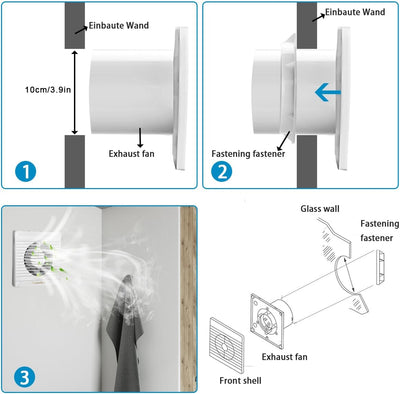 LeKaufen Badlüfter Ø 100 mm WC Lüfter mit Rückstauklappe, Abluftventilator Wandventilator Fenster Ve