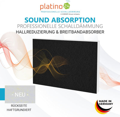 platino24 Schallabsorber Set aus Basotect G+ mit Akustikfilz, 4 Absorberelemente Rechteck je 825x550