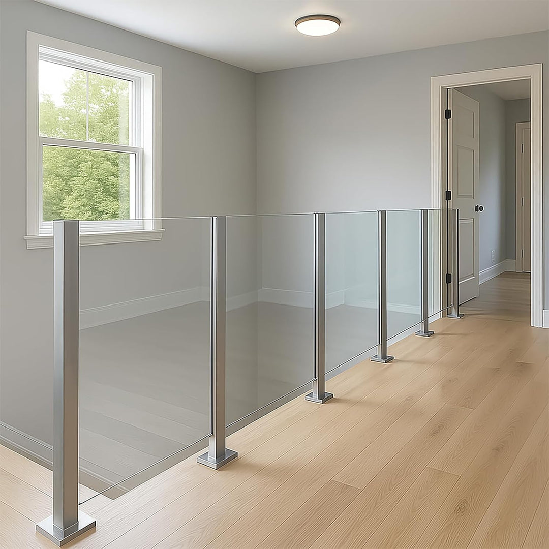 Cvter aus Edelstahl Glasgeländer pfosten mit Einsteckenden 60cm – Schwerlastbereich Glasmontageklemm