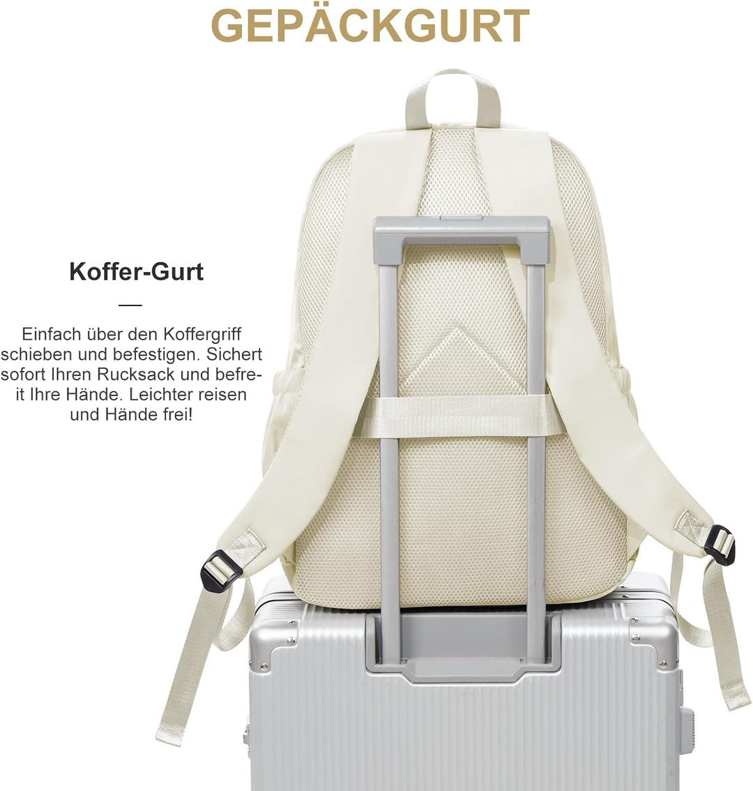 Rucksack Damen Herren, Leichter Schulrucksack Teenager Mädchen Jungen Beige, Beige