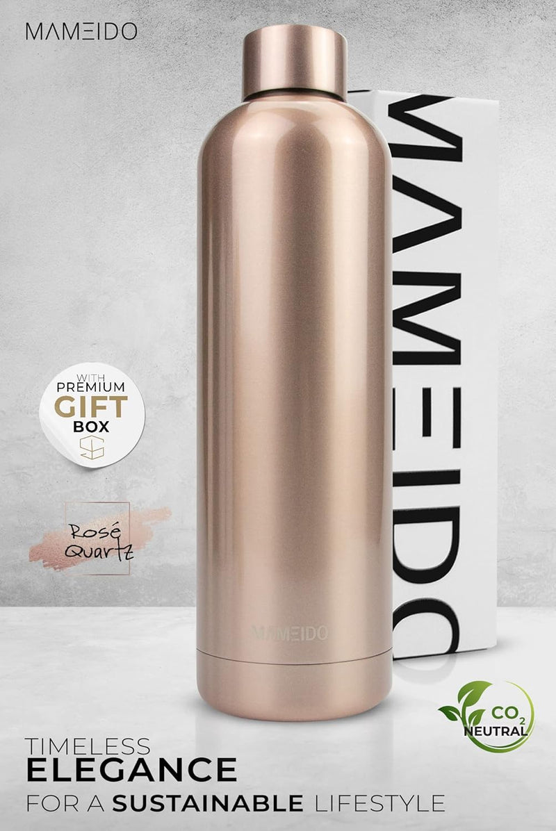 MAMEIDO Trinkflasche Edelstahl 1l, 750ml & 500ml - auslaufsichere Thermosflasche, Kohlensäure geeign