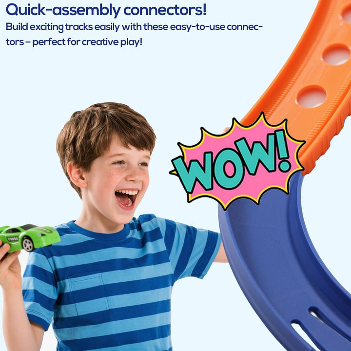 8 Stück Gebogene Schienenstücke Kompatibel mit Hot Wheels Spielzeugautos, ABS Rennstreckenverbinder