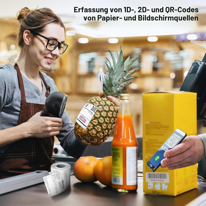 Tera Barcode-Scanner Desktop Omnidirektional: 1D 2D QR Freihändiger USB-Verdrahteter Barcodescanner