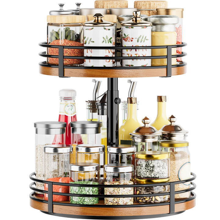 OVICAR Lazy Susan Drehteller-Organizer, verstellbar, 2 Etagen, Holz, drehbar, 30,5 cm, Lazy Susan fü