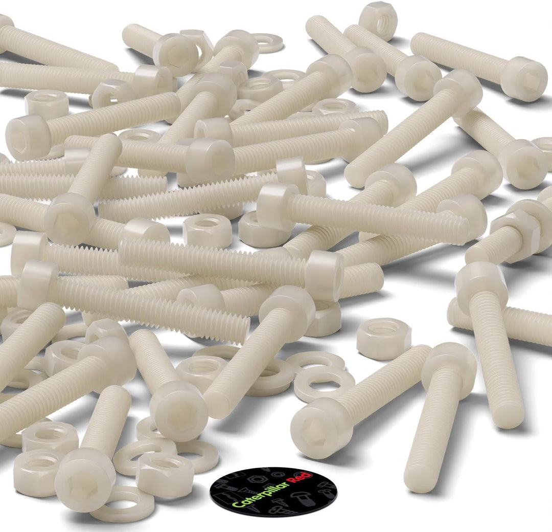 50 x Nylon-Inbusschrauben, M6 x 40mm, Kunststoff Maschinenschrauben, Kunststoffschrauben, Muttern &amp;