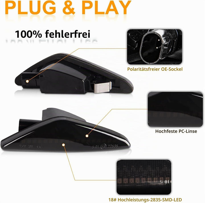 LED Blinker Seitenblinker für BMW E70 X5 E71 X6 F25 X3, Blinker mit Canbus Fehlerfrei, E70 X5 E71 X6