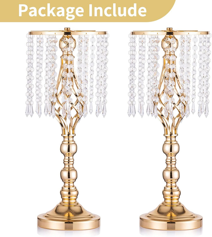 NUPTIO 2 Stück Goldvasen für Mittelstücke, 49cm Hoch Kristallblumenständer Hochzeit Strasse Blei Blu