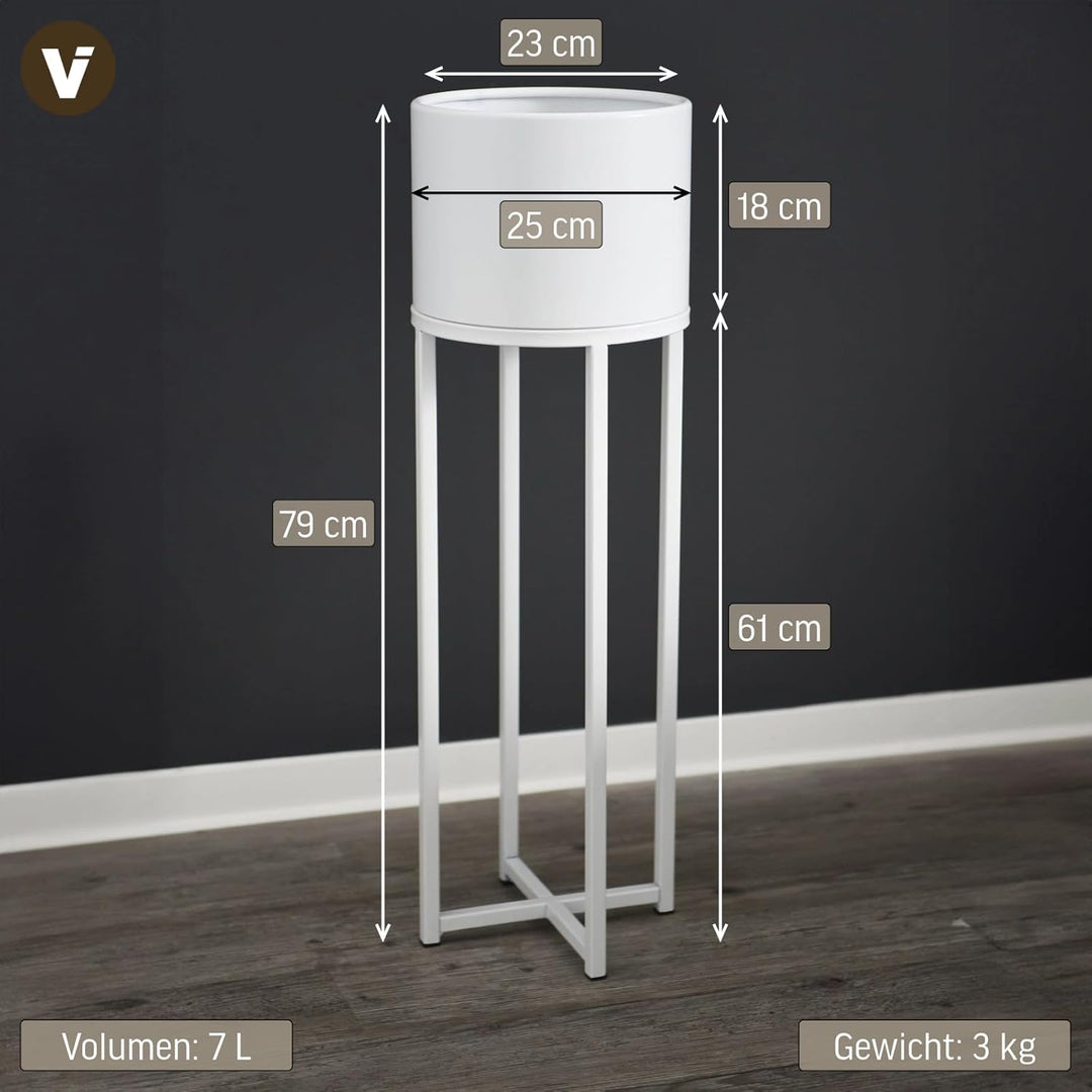 VIVANNO Blumentopf auf Ständer mit Beinen Füssen Gestell Elevate Cross 79 cm, Weiss 79x25x25 cm Cros