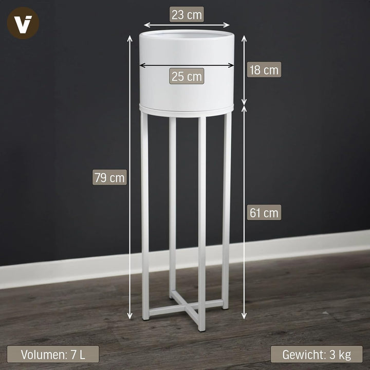 VIVANNO Blumentopf auf Ständer mit Beinen Füssen Gestell Elevate Cross 79 cm, Weiss 79x25x25 cm Cros