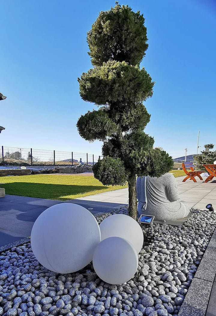 Trango 200 Garten Kugellampe IP44 Kugelleuchte 20cm Durchmesser *Garden* in Weiss mit je ca. 5m Zule