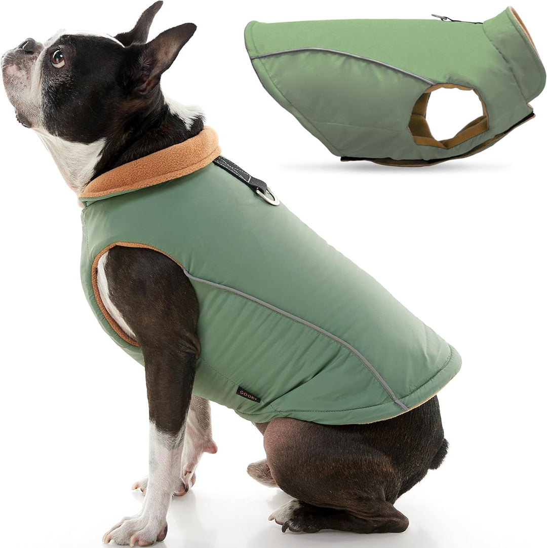 Gooby - Sportweste, Fleece gefütterte kleine Hunde Kaltwetterjacke Mantel Pullover mit reflektierend