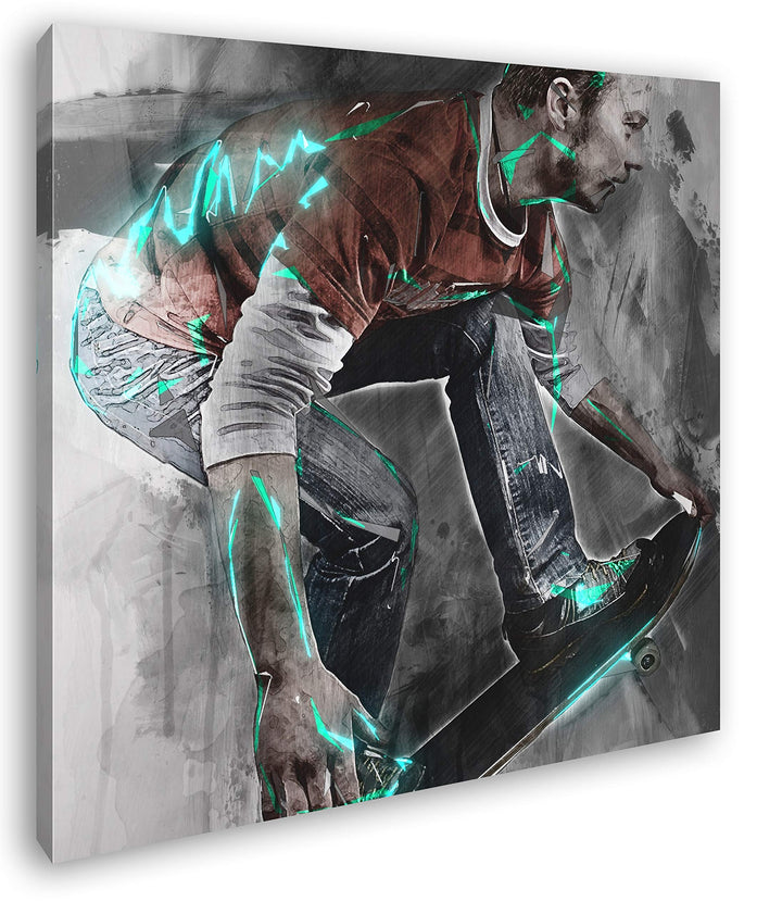 deyoli Illustration Skater Format: 60x60 als Leinwandbild, Motiv fertig gerahmt auf Echtholzrahmen,