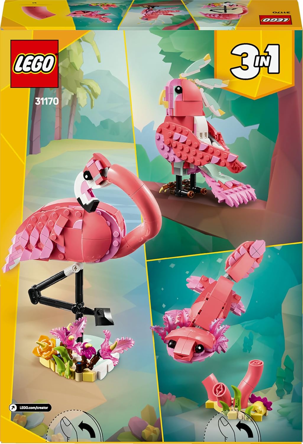 LEGO Creator 3in1 Wilde Tiere: Rosa Flamingo - Ostergeschenke für Mädchen und Jungen ab 8 Jahren - S