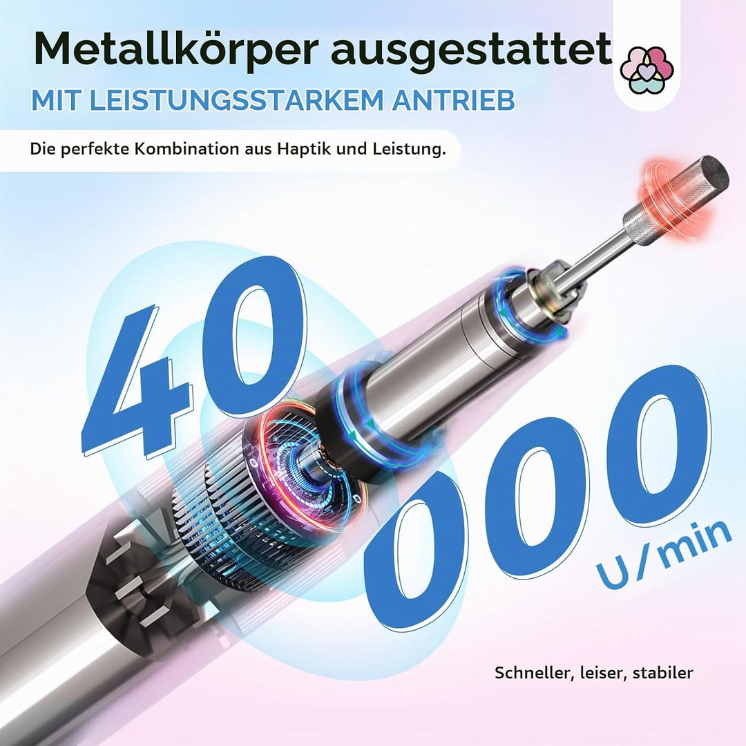 Saviland Elektrische Nagelfräser für Gelnägel 40000 U/min, 12 in 1 Professionell Maniküre Pediküre S