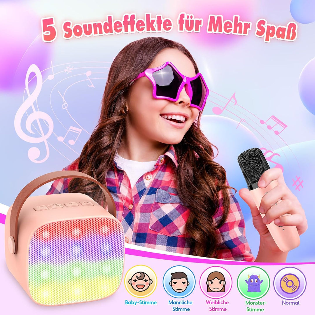 Dislocati Karaoke Maschine mit 2 Bluetooth Mikrofon, Mädchen Geschenke Spielzeug für 3-12 Jahre Mini