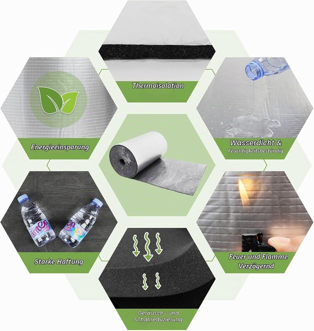 Dripex Aluminium selbstklebend Isolierfolie Dämmfolie, Dicke 5mm, Dachisolierung Isolierungsfolie Wä