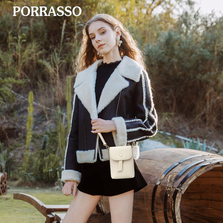PORRASSO Mode Handy Umhängetasche Damen Handytasche Mädchen Min Schultertasche PU Geldbörse Crossbod