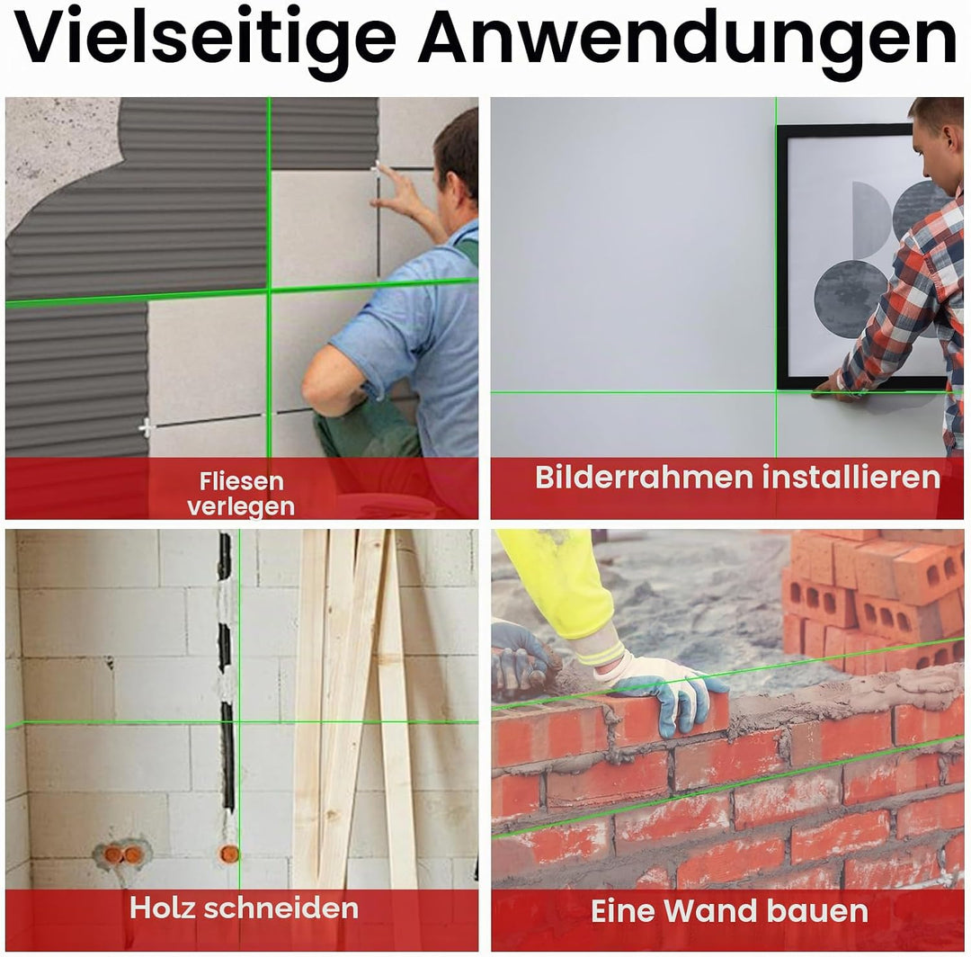 Laser-Nivelliergerät, 4D 16 Linien Vertikales Horizontales Laser-Nivelliergerät Selbstnivellierend m