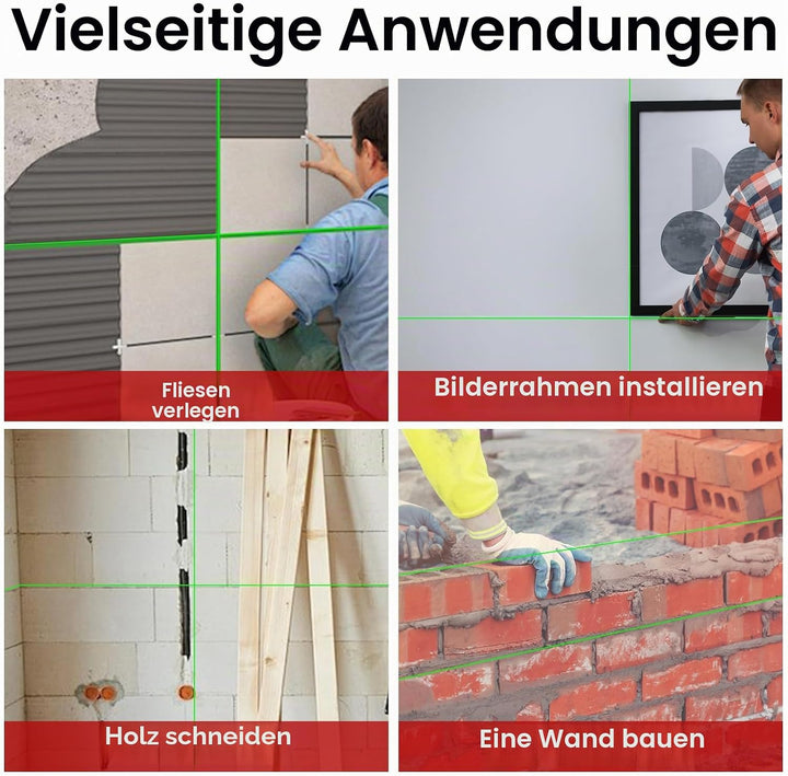Laser-Nivelliergerät, 4D 16 Linien Vertikales Horizontales Laser-Nivelliergerät Selbstnivellierend m