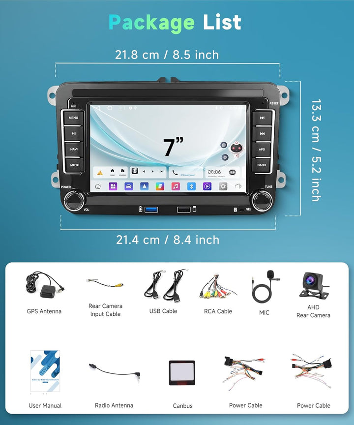 2G&64G 7" Android Autoradio Für VW Golf 5 6 Polo Passat Skoda Touran Tiguan Seat mit Carplay Android