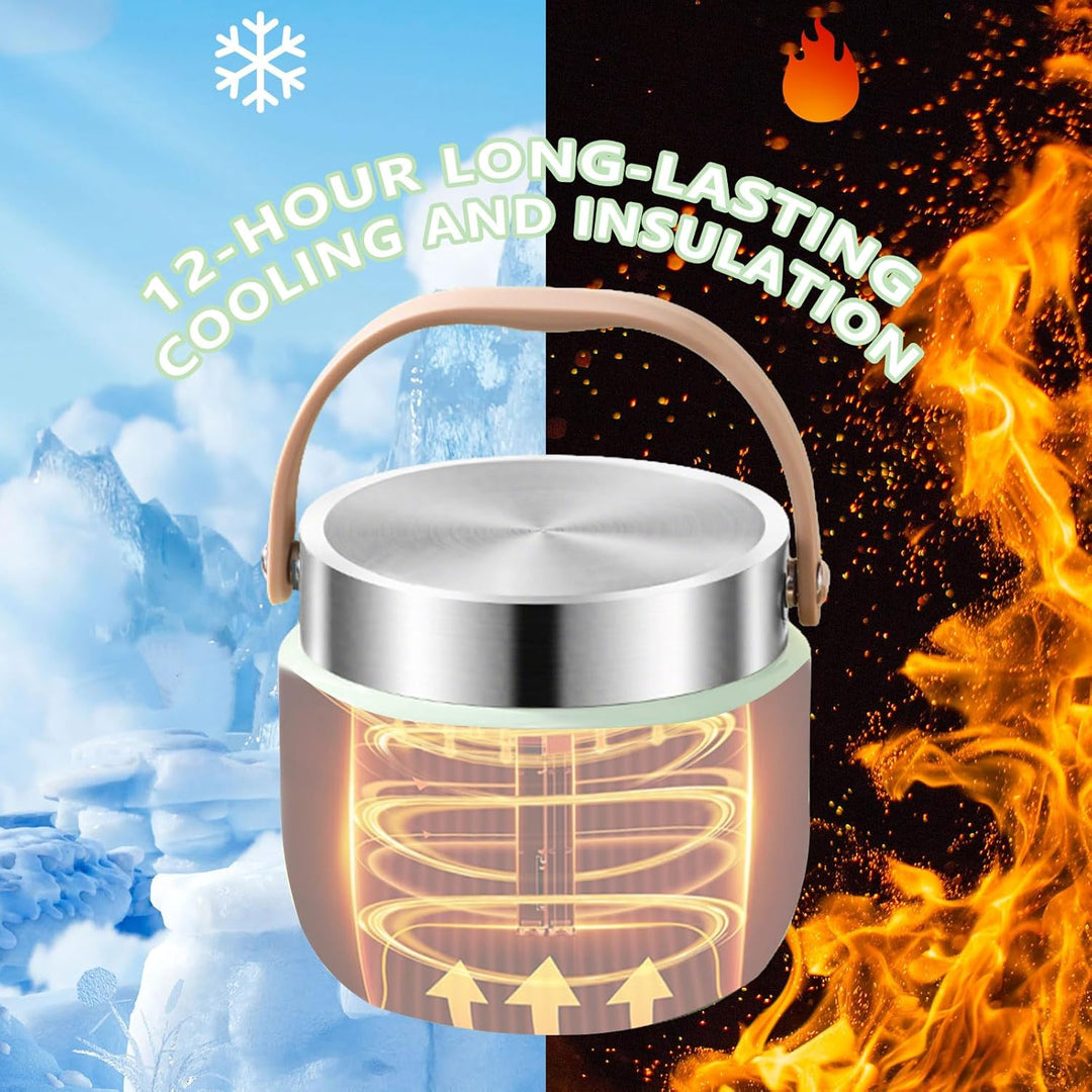 1200ml Thermobehälter für warme Lebensmittel, Thermo-Essenspender aus Edelstahl mit Griff, Thermos f