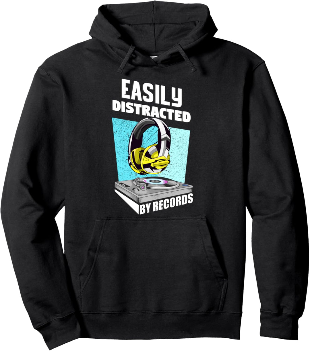 Leicht ablenkbar durch Schallplatten Disc Jockey Geschenk DJ Pullover Hoodie