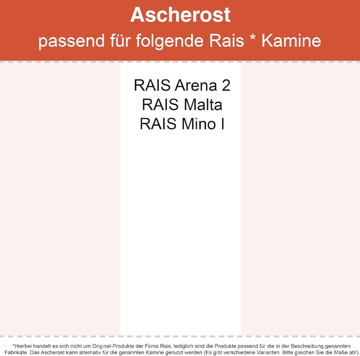 Kaminrost - Passend für RAIS Kaminöfen inkl. Modellübersicht - Ascherost Kamin aus massivem Stahl -