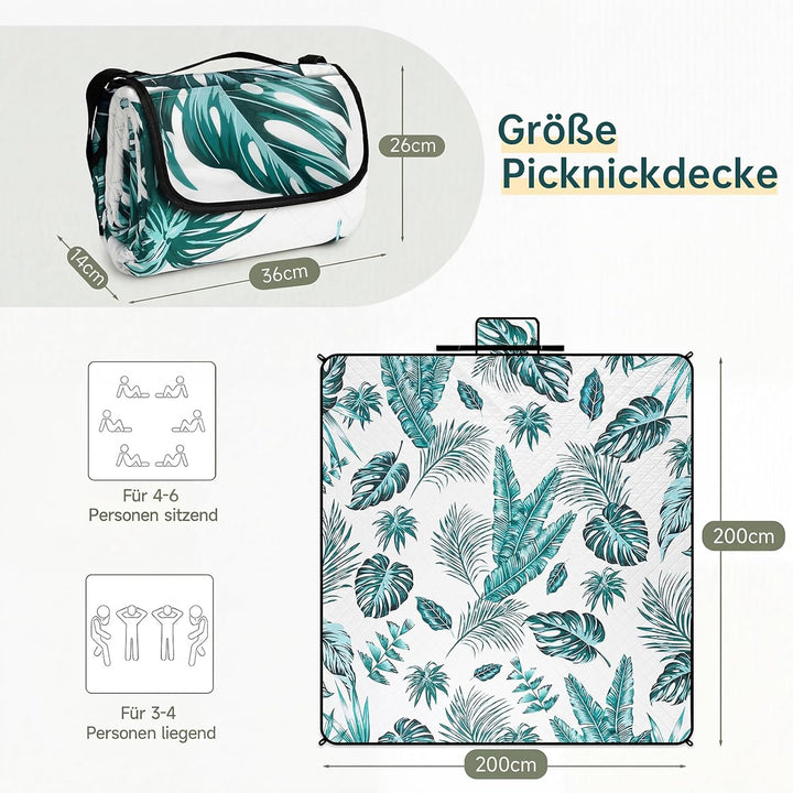 HAUSPROFI Picknickdecke 200x200, wasserdicht & isoliert - XXL Outdoor Decke für Picknick, Strand, Ca